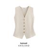 2025 Весна Женский Европейский и Американский Вязаный Жилет с V-образным вырезом без рукавов Мода 4192003