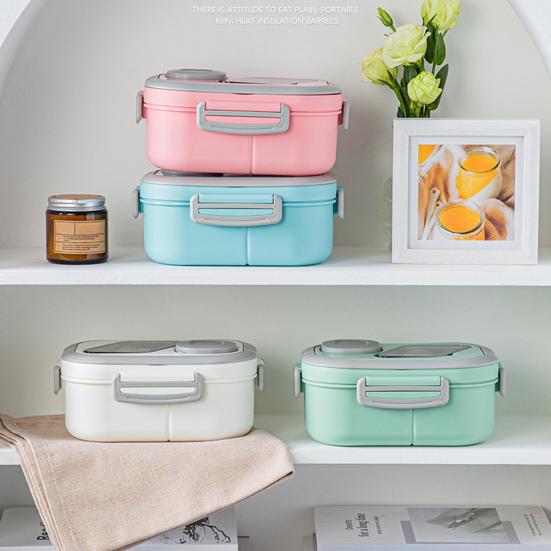 Коробка для обеда Двухслойная коробка для бенто Легко носить с собой Герметичный контейнер для обеда с коробкой для соуса для офисной школы