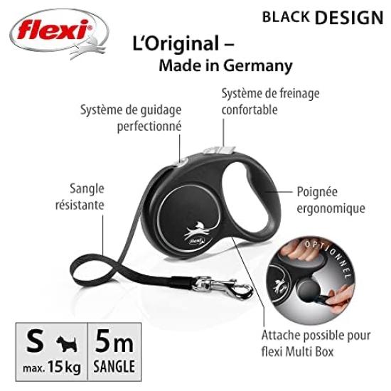 Flexi Black Design Tape S 5m Black [Dog Leash]