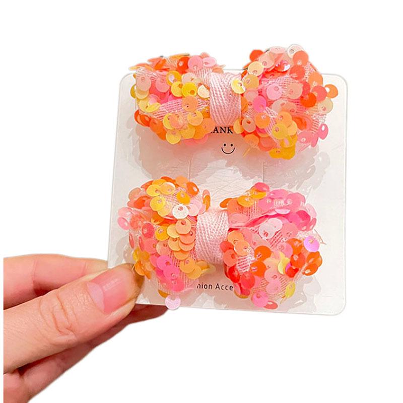 Sequin Bow Snap Hair Clips – Candy Color Princess Hairpins for Kids
