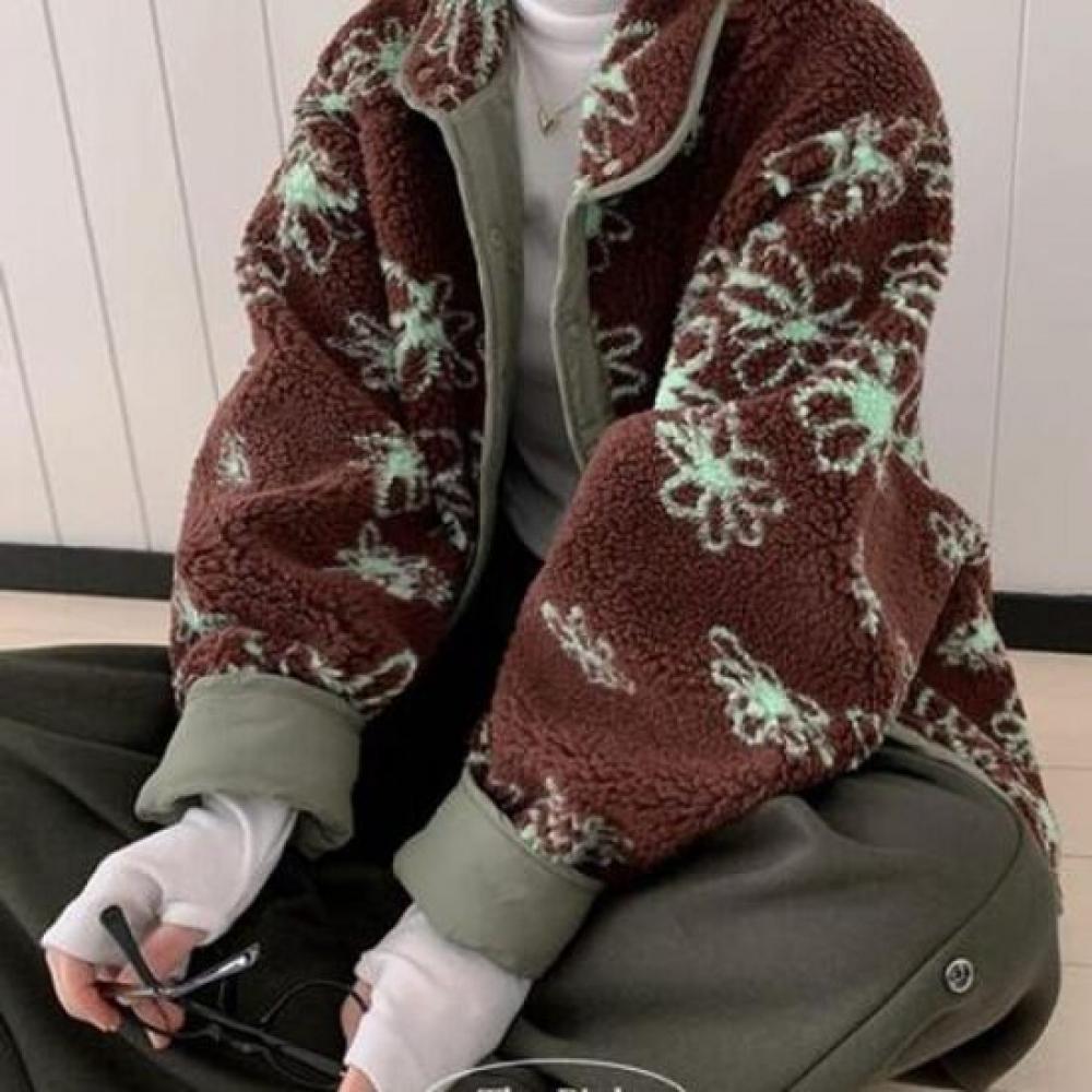 The Pink Oversized Reversible Flower Fleece Dumble Jumper