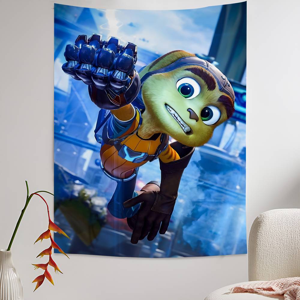 Ratchet N Clank Cartoon Fan Art Hippie Wall Hanging Tapestries Bohemian Wall Tapestries Mandala INS Home Decor
