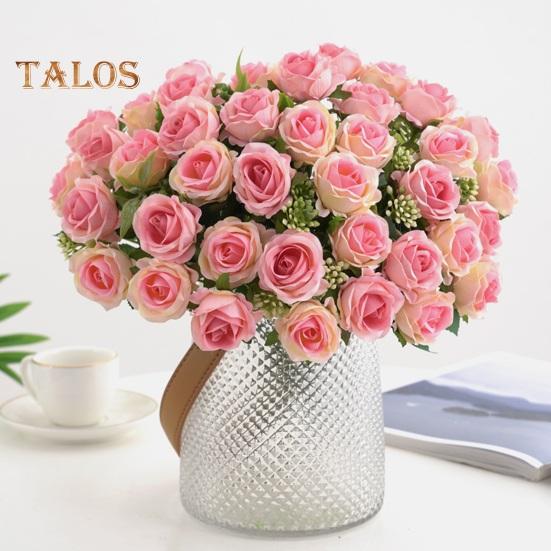 Rose Flower Artificial 10 Heads Decorative Smooth To Touch Beautiful Wedding Party No Watering Simulation Rose Party Supplies