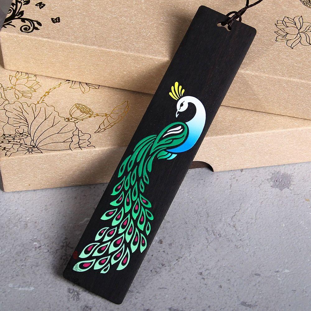 Деревянная цветная расписная закладка в китайском стиле с резьбой в стиле ретро, зажим для книг из черного дерева, отметка для нумерации страниц, канцелярские принадлежности для школьников