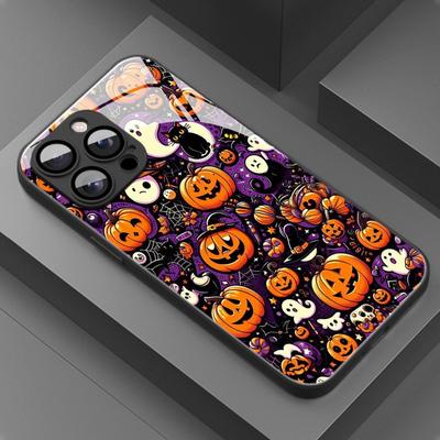 Стеклянный чехол для телефона с рисунком тыквы на тему Хэллоуина Для iPhone 17 Pro Max 11 12 13 14 15 16 Pro 16E 17Air 7 8 Plus XR XS X Чехол
