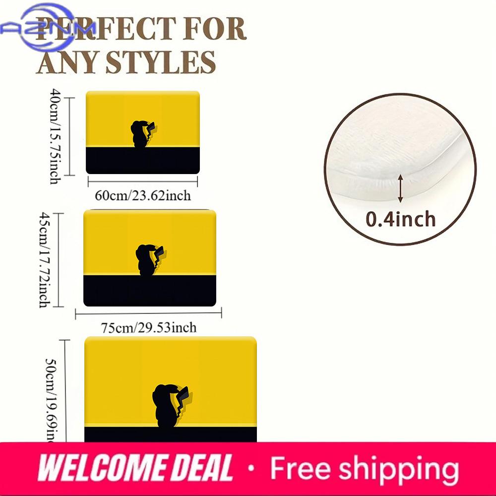 Pokemon Pikachu Tail Silhouette Print Non-slip Doormat Soft Floor Mat for Home Decor