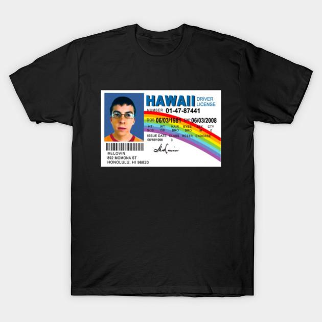 Азиатский размер Мужская футболка с принтом Mclovin Печать методом термопереноса без вырезания Хлопковая футболка