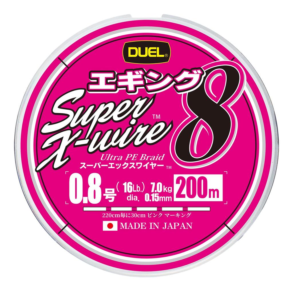 DUEL PE Line Super X Wire 8 Eging 200m White with Pink Markings 0.8 Color