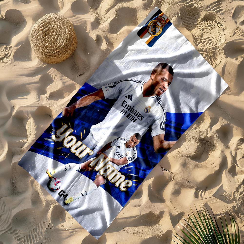 Mbappé Customize Your Name Beach Towel High Absorbency & Quick-Dry Suitable for Sports Travel Swimming Yoga Bathroom Beach And Pool