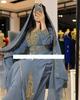 Grey Festive Farasha Abaya Wedding Kaftan Dress Fancy Moroccan Georgette Dubai