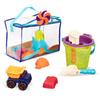 B. Toys Sandbox Set, 10-Piece Set with Sand Toys and Truck Toy, Summer Beach Bag, Ages 18 Months and Up, Authentic