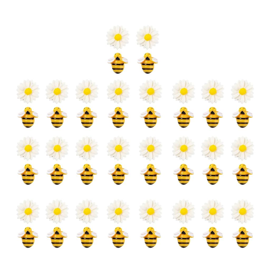 Упаковка из 50 украшений из смолы в виде ромашек и пчел. Украшения в виде ромашек для поделок своими руками, скрапбукинга и подарков на вечеринку.