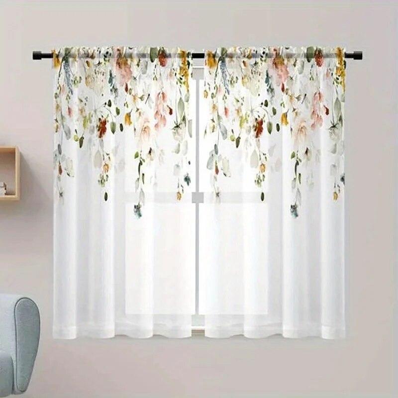 Шторы с ботаническим узором, вуаль с узором розы, занавески для гостиной, спальни, офиса, мягкие шторы
