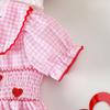 Girls' Heart Embroidery Dress with Doll Collar & Puff Sleeves