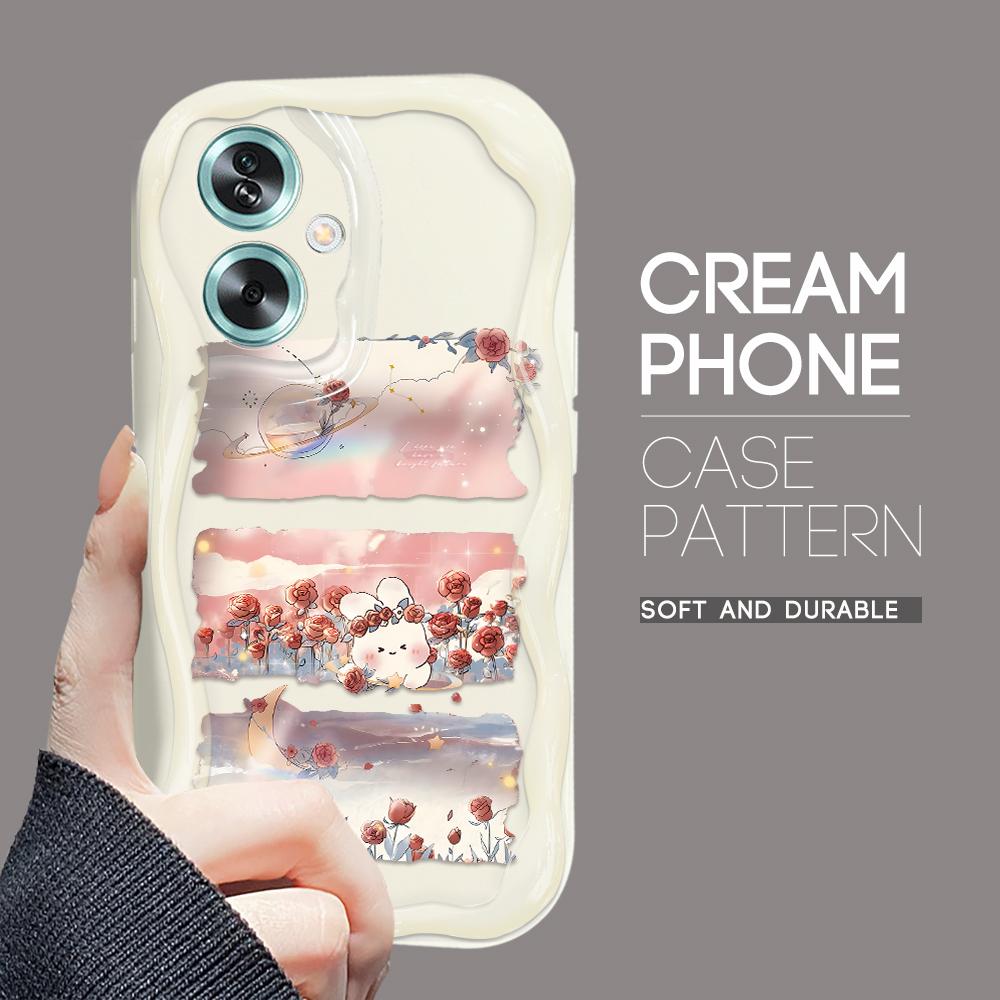 Милый мультяшный узор, кремовая текстура, мягкий силиконовый чехол с волнистыми краями, чехол для телефона для OPPO Reno Realme
