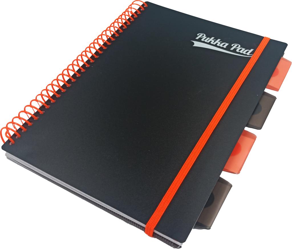 Pukka Project Book Pp Neon Black B5 Spiral Notebook, Orange 3085S-Ppn