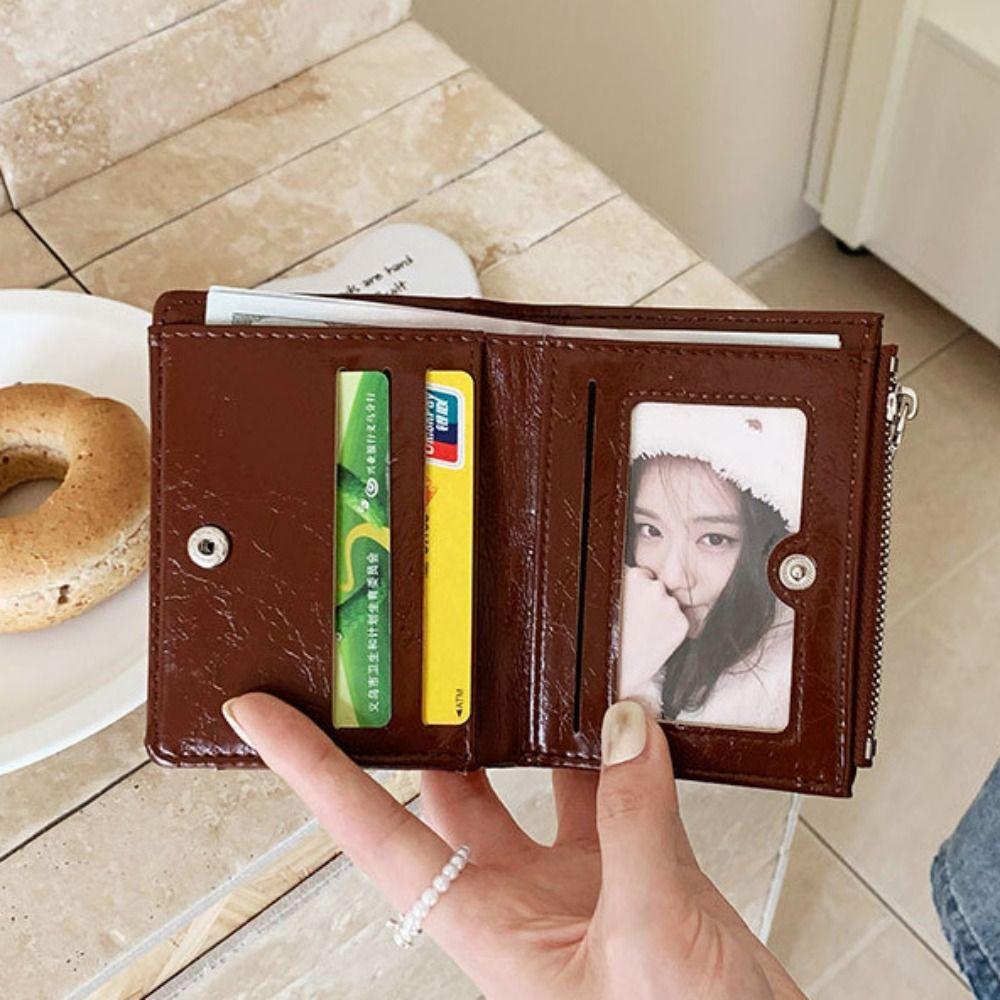Ultra Thin Women Short Wallet Short Clutch Coin Pouch Portable PU Leather Card Holder Women