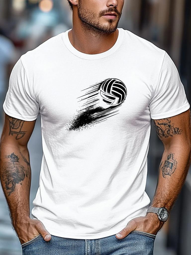 Speed Effect Volleyball Print Unisexs Crew Neck Short Sleeve Casual Sports Basic Summer Daily Soft Comfort Fit Wear Tee Shirt
