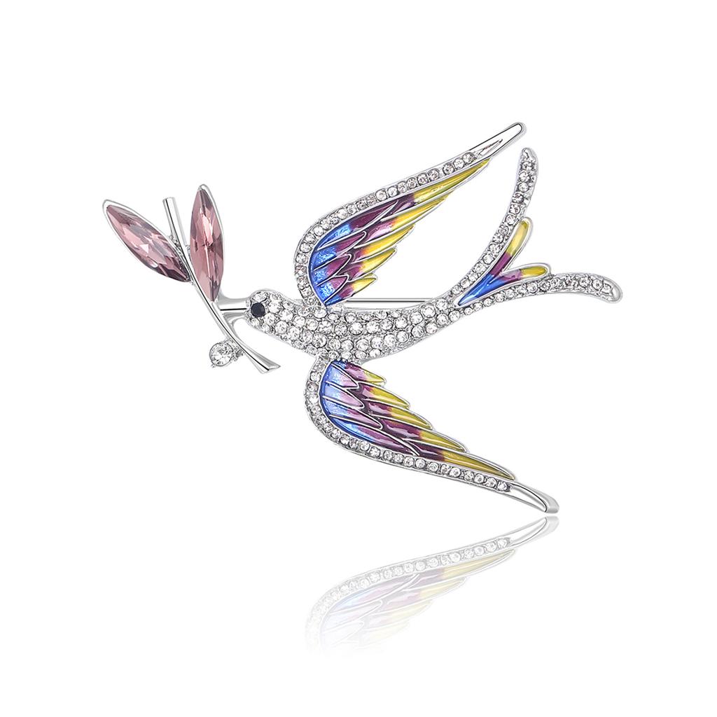 Высококачественная эмалевая брошь в виде ветки ласточки со стразами, креативная изысканная женская брошь для корсажа и пальто