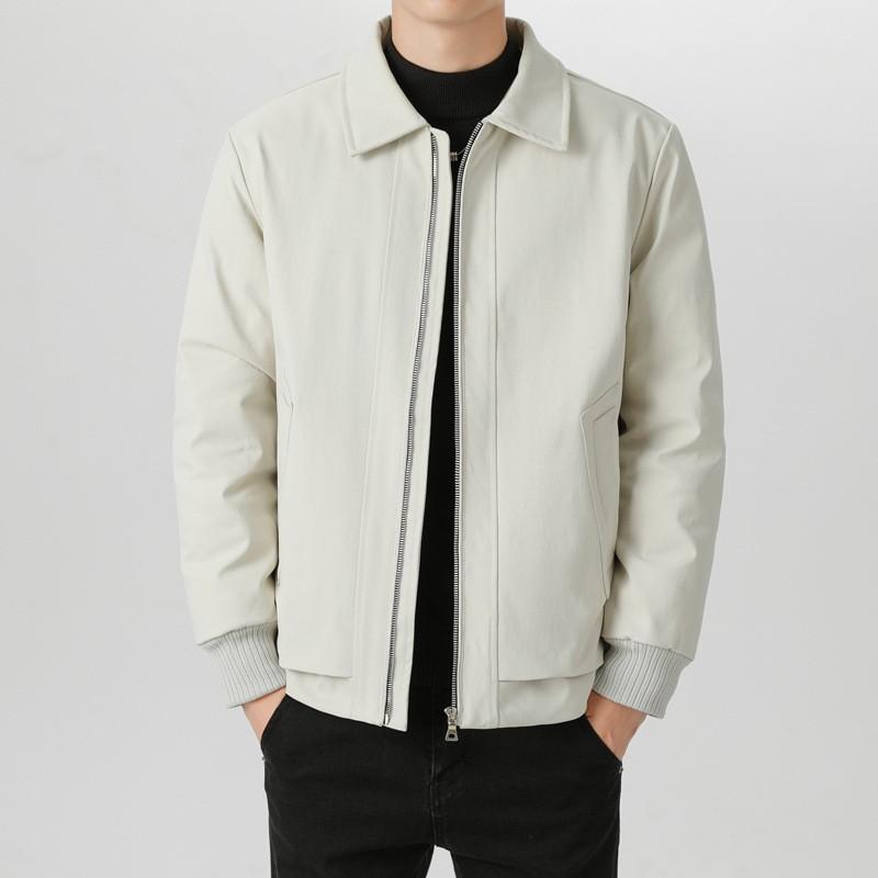 Mens Winter Down Jacket 50% White Duck Loose Fit Business Casual Coat With Multiple Pockets