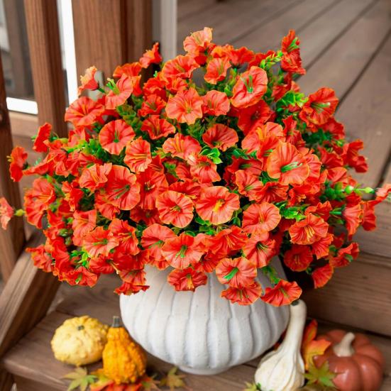 Искусственная ипомея с листьями эвкалипта, устойчивая к ультрафиолетовому излучению, реалистичная искусственная шелковая цветочная композиция для свадебной вечеринки, внутреннего и наружного использования, украшение из искусственного цветка