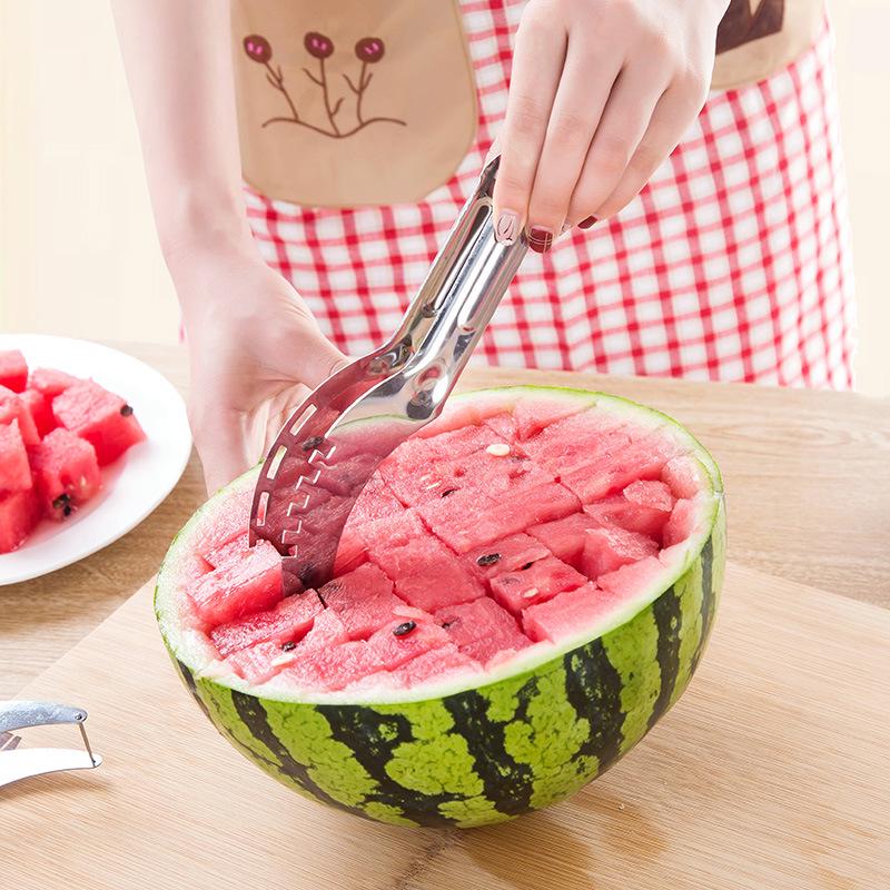New Stainless Steel Cut Watermelon Cantaloupe Fruit Tools Kitchen Accessories Gadgets Watermelon Spoons Cutter Knife