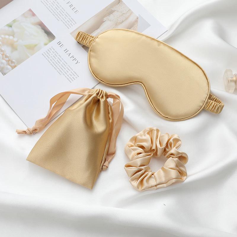 3PCS Satin Sleep Gift Set, Sleep Eye Mask, Satin Scrunchie & Matching Drawstring Bag, Light Blocking Travel Sleep Accessories for Women