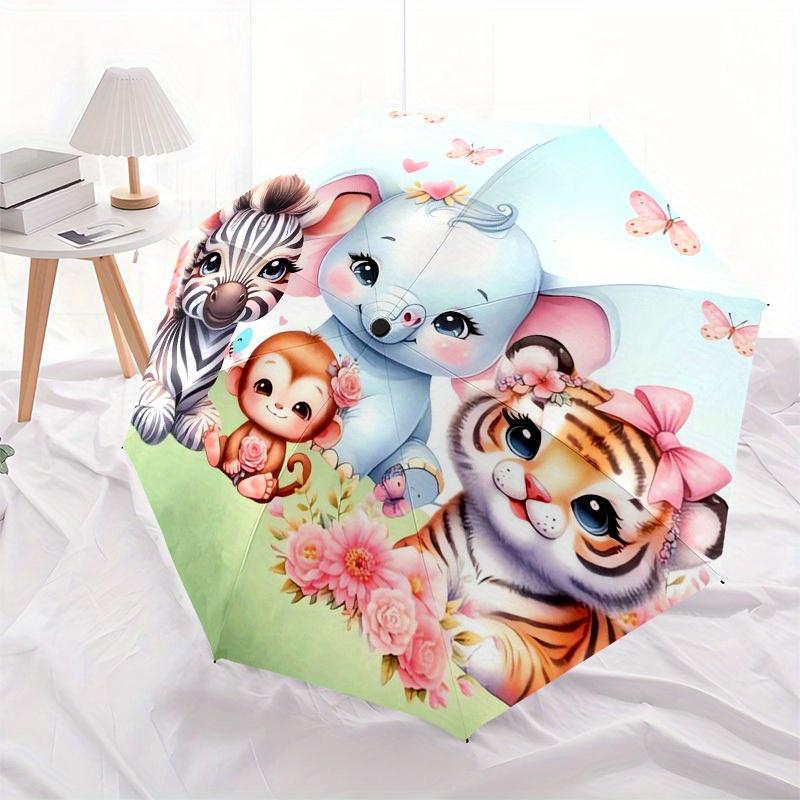 1pc Jungle Friends Themed High-quality Umbrella,Automatic Opening and Closing Umbrella,Multi-functional Umbrella G0811041