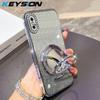 KEYSION Роскошный блестящий магнитный чехол с драгоценностями для iPhone X XS Max XR, зеркало для макияжа, кольцо-подставка, противоударная задняя крышка