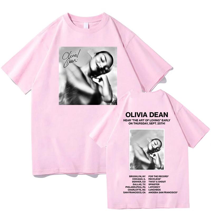 Tees Fashion Olivia Dean The Art of Loving Tshirts Cotton Loose UnisexUnisex Tshirts Casual Oneck Letter Printing Female Clothing