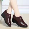 4.5cm Comfortable Deep Mouth Soft Leather Shoes Flexible Loafers Women Spring Platform Wedges Shoes for Office Mom Work