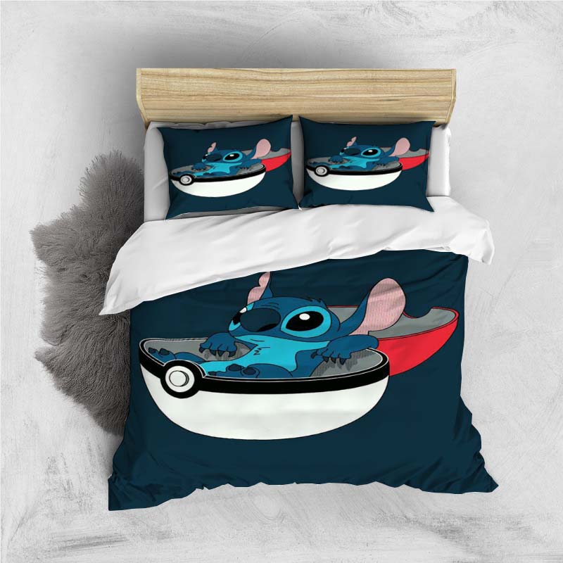 Mini Kawaii (Stitch) Bedding Set, Cartoon Duvet Cover and Pillowcases, Soft and Comfortable, Customizable.