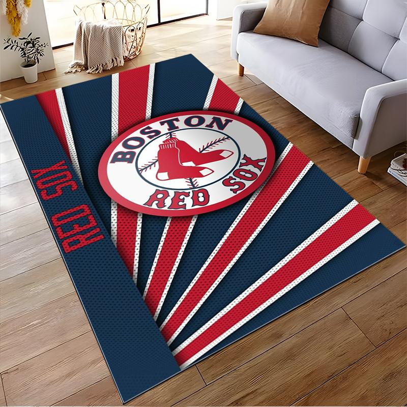 Boston Red Sox Logo Rug with Red Stripes Non-slip rug suitable for living room and bedroom sofas