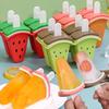 1pc 4Grids DIY Ice Cream Mold with Cover Fruit Shape Homemade Ice Popsicle Mould Frozen Juice Milk Cute Kitchen Ice Cream Make Tools