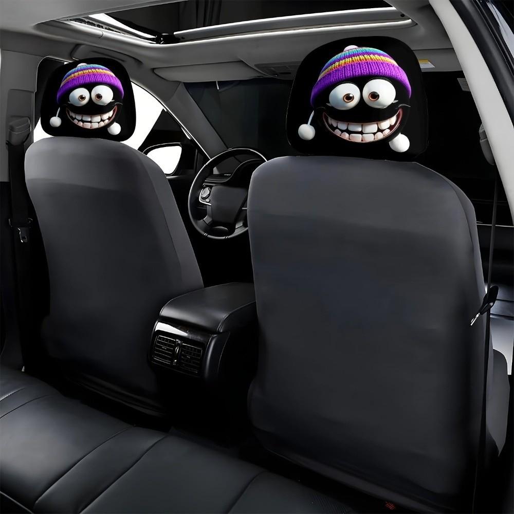 2PCS Fun Grandma Face Seat Headrest Protector Washable Car Headrest Covers Back Seat