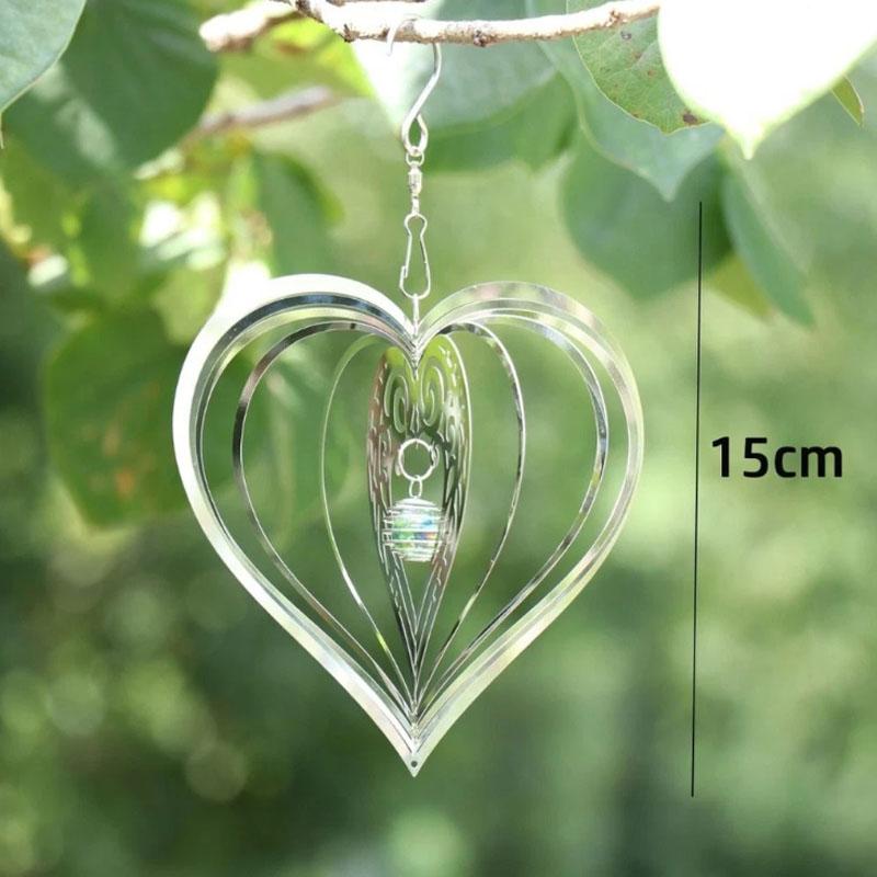 1Pc Stainless Steel Rotating Wind Spinner Hanging Decorations Garden