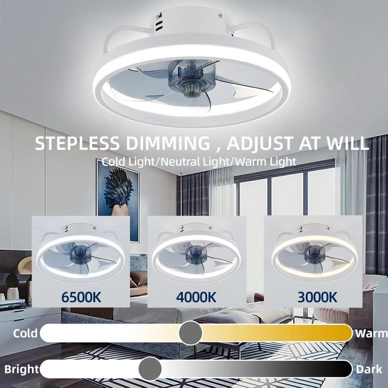 Smart Ceiling Fan with Lights for Home, Lamp with Remote Control, Bedroom Invisible Air Sheets, Silent, 33cm, 55W