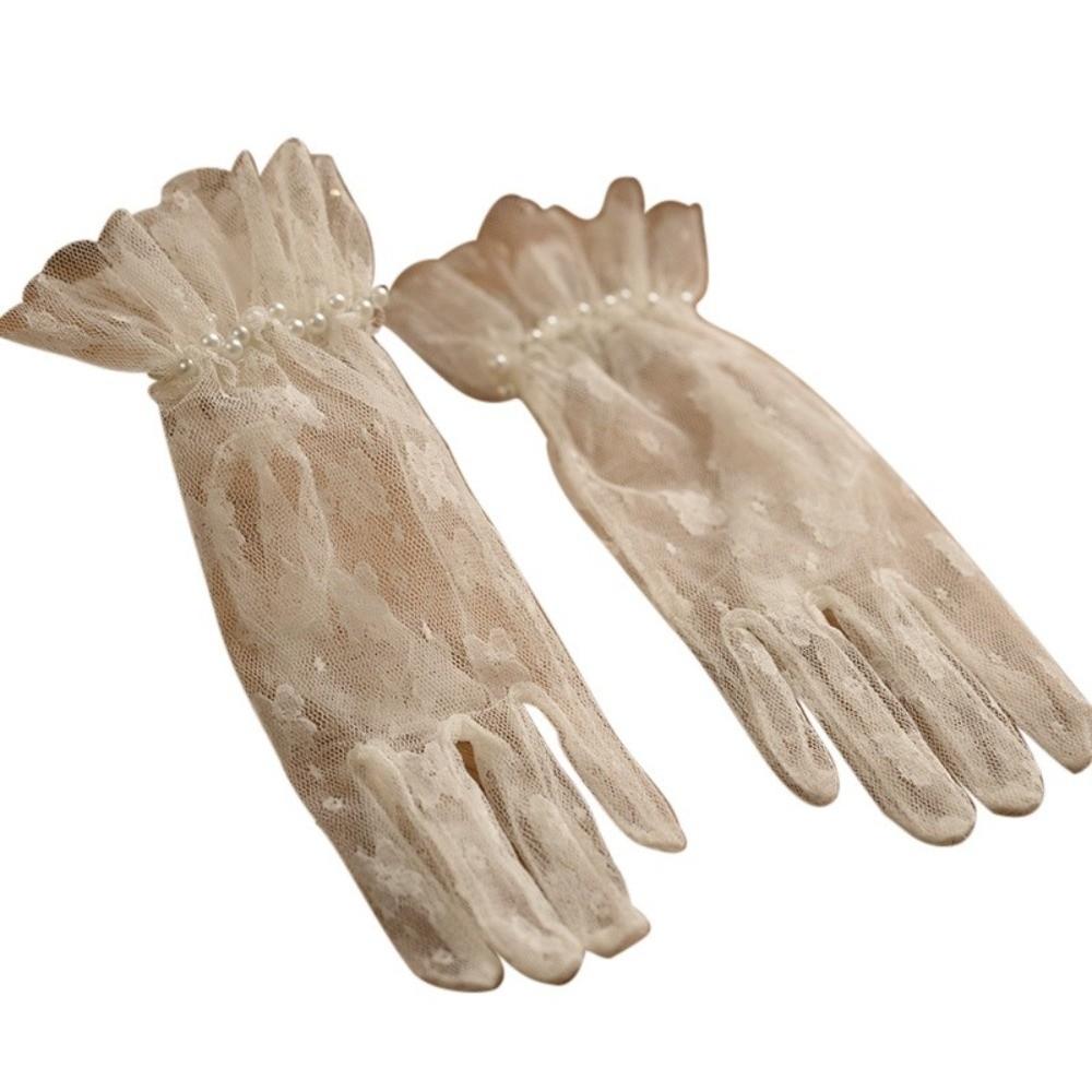 Thin Mesh Bridal Gloves Soft Short Lace Gloves Elegant Wedding Gloves Wedding Dress