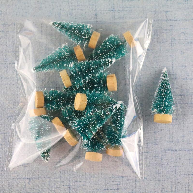 12pcs Mini Christmas Tree Artificial Sisal Frost Snow Pine Tree Christmas Decoration Xmas 2025 New Year Party Tabletop Ornaments
