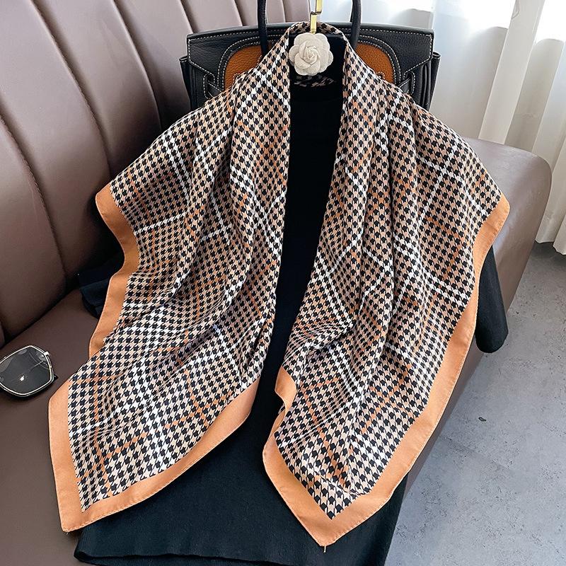 Design Twill Silk Square Scarf Women Luxury Brand Hijab Scarves Headband Foulard Ladies Shawl Wrap Echarpe Foulard Bandana