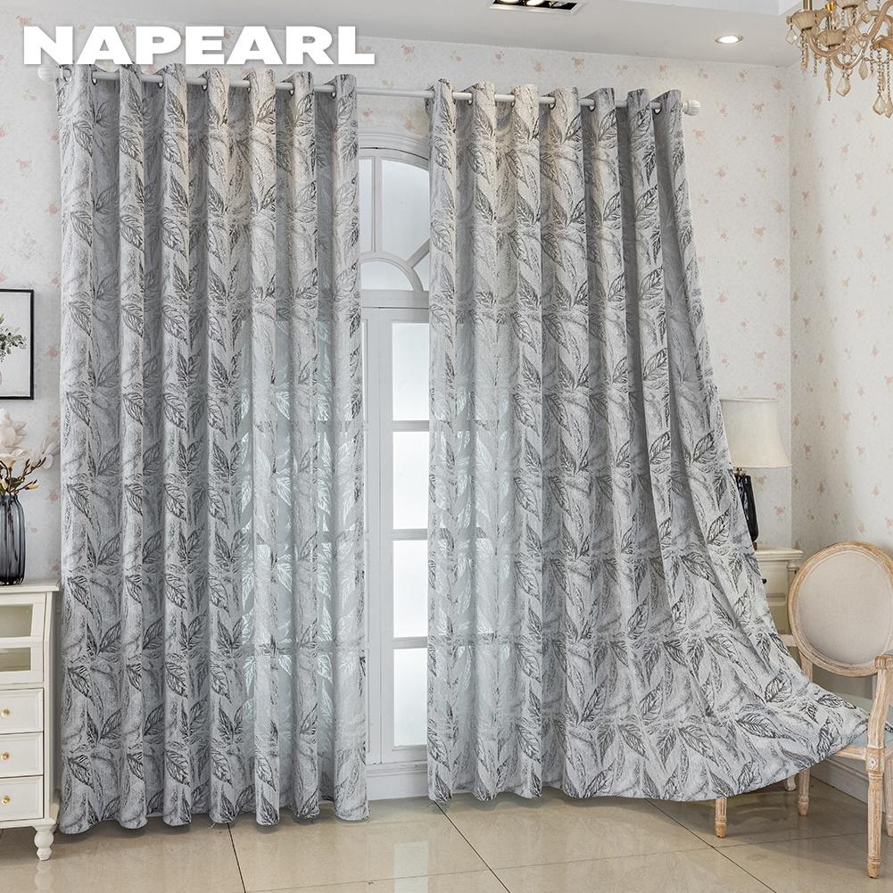 1 шт. NAPEARL Современная светло-серая жаккардовая штора со смешанным узором, мягкая, легкая, полупрозрачная, для спальни, гостиной, домашнего декора