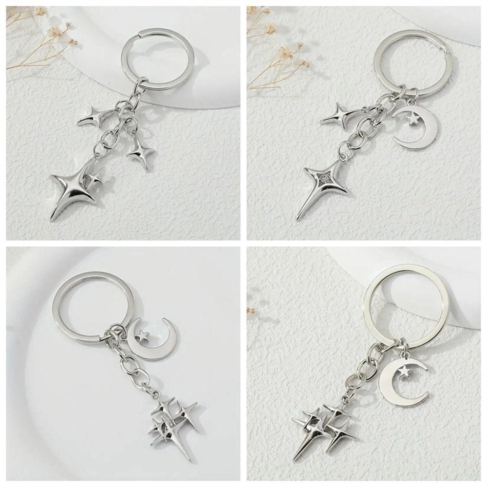 Bag Pendant Y2K Keychains Polishing Star Keychains Jewelry Gift Star Moon Key Rings Women Men