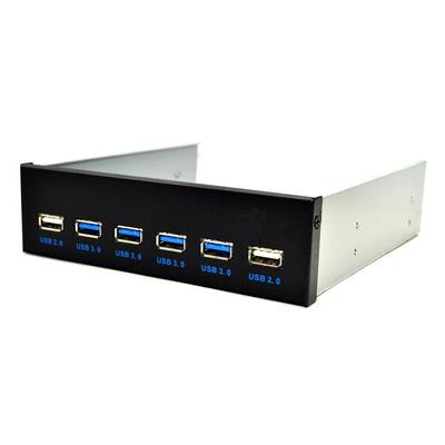 «5,25-дюймовый 6-портовый USB-концентратор, передняя панель»: USB 3.0 4 порта + USB 2.0 2 порта с 19-контактным разъемом для оптического привода