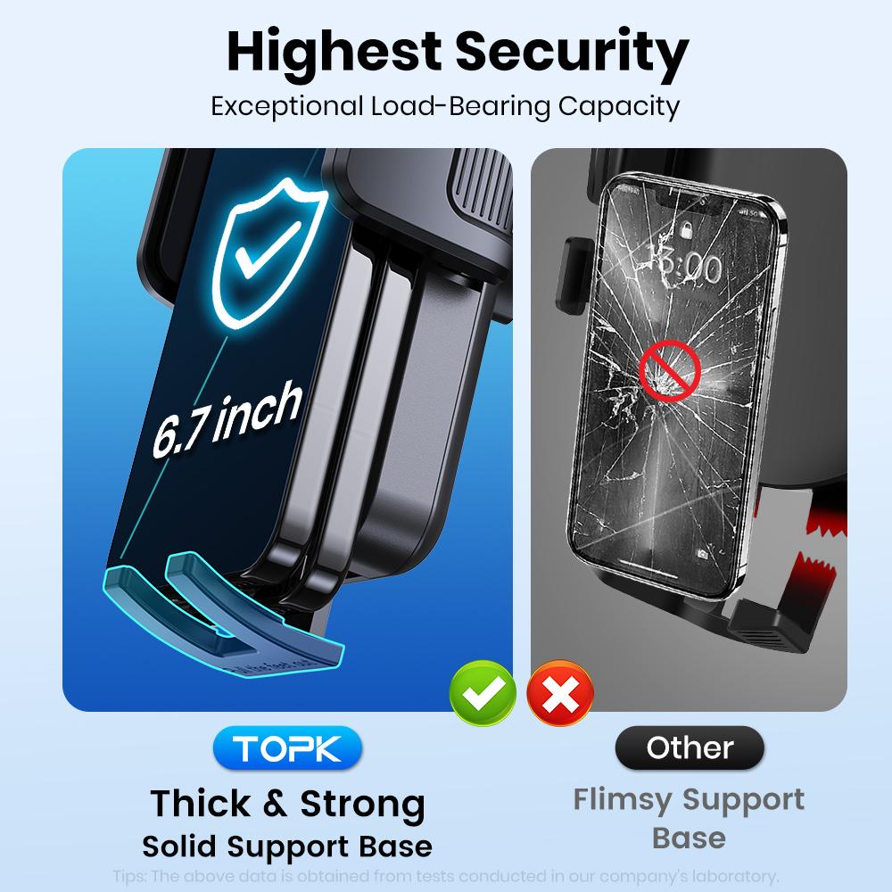 TOPK Adjustable Car Phone Holder Dashboard Mount 360 Rotation for iPhone 17 16 15 ProMax SamsungS25 Ultra Hands Free Automobile