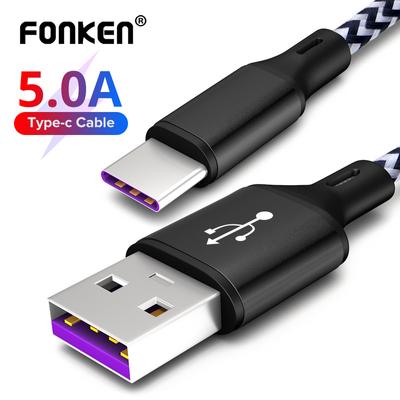 FONKEN 5A Super Charging 1M Кабель USB типа C для быстрой зарядки для мобильного телефона