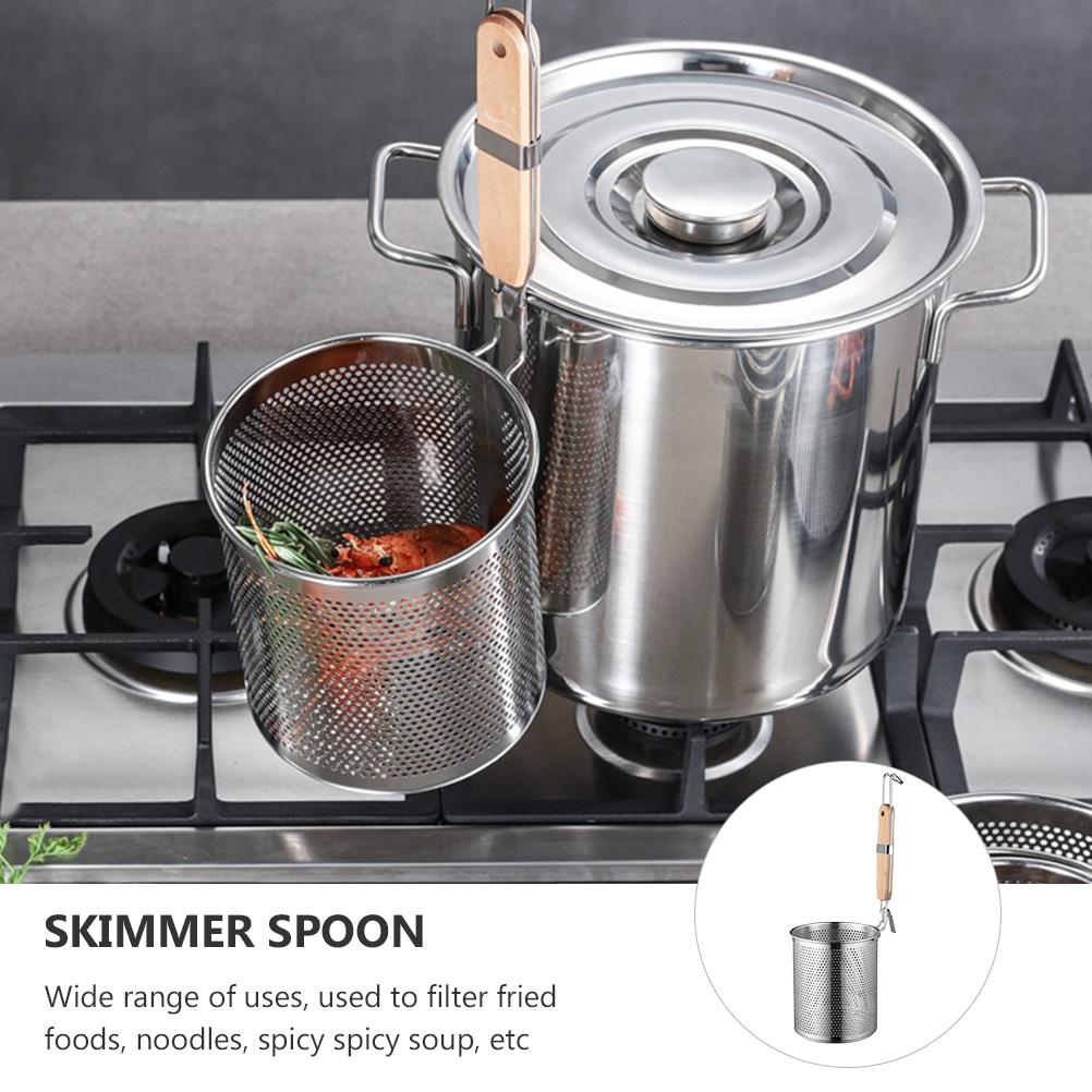 Горшок для горячего из нержавеющей стали, дуршлаг, фильтр, сито, деревянная корзина для лапши, кухонные принадлежности
