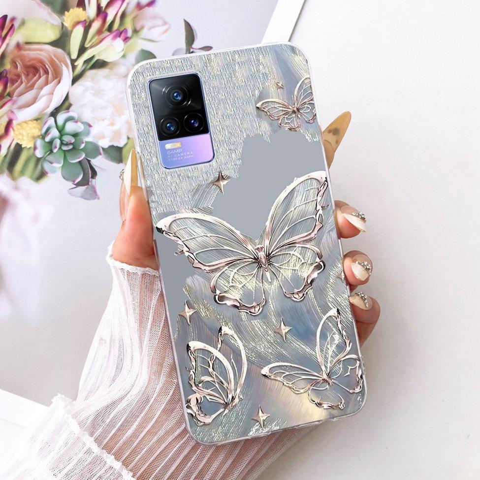 Clear For Vivo V21e 4G V2061 Cover For Vivo Y73 Case Cute Fashion Butterfly Funny Painted Casing V2146 V2212 V2168 V2059