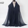 New Fashionable Women's Long Crinkled Cotton Linen Scarf with Tassel Edge - Solid Color Shawl