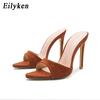 Мода Eilyken Летняя Мода Туфли-стилеты Женские Шлепанцы Сандалии Банкетное Платье Мюли Слайды Подружка Невесты Свадебная Обувь