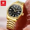OLEVS Business Style Luxury Brand Gold Men Watch Waterproof Stainless Steel Watches Luminous Date Wristwatch
